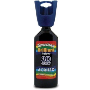 TINTA DIMENSIONAL RELEVO 3D BRILLIANT PRETO ACRILEX