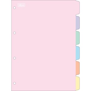 DIVISORIA PAPELAO A4 C/6 DIVISORIAS CORES PASTEL ACADEMIE TILIBRA