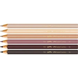 LAPIS DE COR 06 CORES JUMBO TRIANGULAR TONS DE PELE CARAS E CORES FABER CASTELL