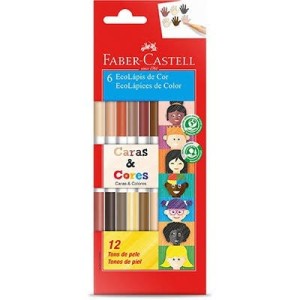 LAPIS DE COR 12 CORES TONS DE PELE CARAS E CORES C/6 FABER CASTELL