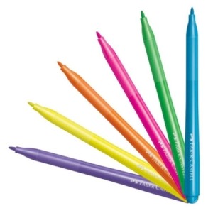 Canetinha Hidrografica 06 Cores Neon Vai e Vem FABER CASTELL