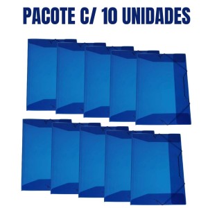 Pasta Plastica Aba Com Elastico 1/4 Pequena Pacote Com 10 Sem Lombada Azul 1020.Az ACP