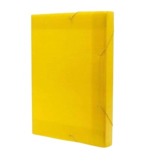 Pasta Plastica Poliondas Com Elastico Oficio 245X340mm Lombada 20mm Amarela KAZ