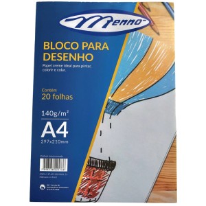 Bloco Para Desenho A4 Creme 140GR Com 20 Folhas - MENNO