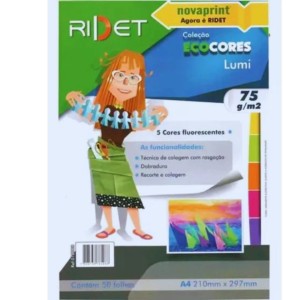Bloco Criativo Lumi A4 05 Cores 50 Folhas 75gr 210X297mm Ecocores RIDET NOVAPRINT Ref.010008