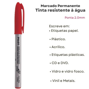 Caneta CD/DVD 2.0mm Vermelha Permanente Blister PILOT