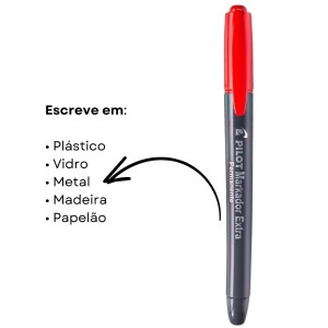 Pincel Permanente Redondo 4.0 Vermelho Markador Blister PILOT