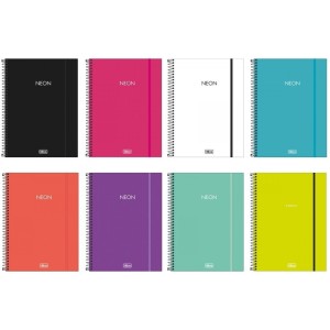 Caderno Espiral Capa Dura Universitário 10 Matérias 160 folhas Neon TILIBRA