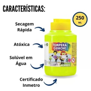 Guache 250ml Amarelo Limao ACRILEX