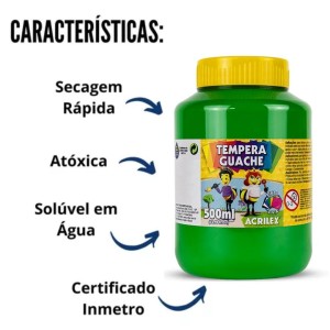 Guache 500ml Verde Folha ACRILEX