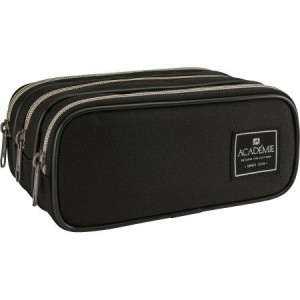 Estojo Triplo Grande Academie Preto TILIBRA