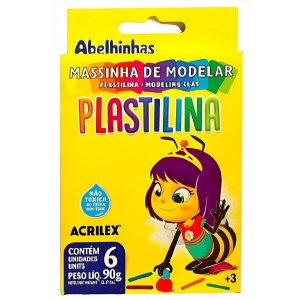 Massinha Base Cera 06 Cores 90gr Plastilina ACRILEX