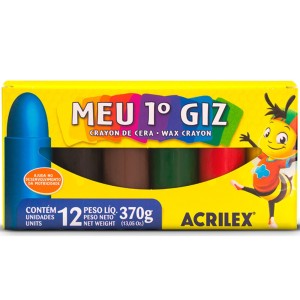 Giz de Cera 12 Cores Meu 1º Giz ACRILEX