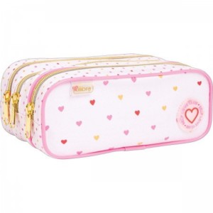 ESTOJO TRIPLO GRANDE ACADEMIE CORACAO METALIZADO TILIBRA