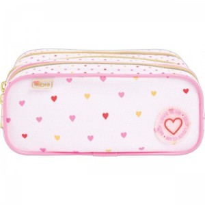 ESTOJO TRIPLO GRANDE ACADEMIE CORACAO METALIZADO TILIBRA