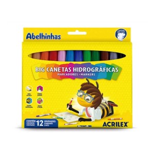 Canetinha Hidrografica 12 Cores Jumbo Big ACRILEX