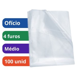 Saco Plástico PP Oficio 4 Furos 24x33 Com 100 Médio 0.12 ACP