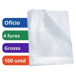 Saco Plástico PP Oficio 4 Furos 24x33 Com 100 Grosso 0.15 ACP