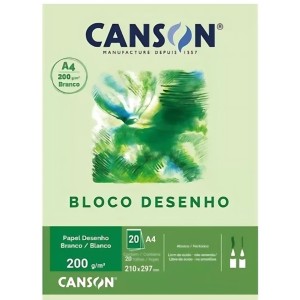 Bloco Para Desenho A4 Branco 200gr com 20 Folhas CANSON