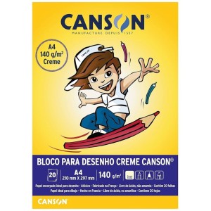 Bloco Para Desenho A4 Creme 140GR Com 20 Folhas CANSON