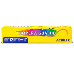Guache 15ml com 12 Cores Tempera Ref.02012 ACRILEX