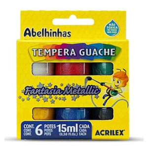 Guache 15ml com 6 Cores Fanatsia Metallic ACRILEX