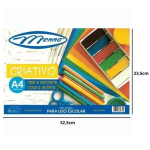 Bloco Criativo Liso A4 8 Cores 32 Folhas 120gr 325x235mm  MENNO