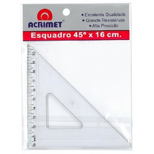 ESQUADRO 45º 16 CM COM ESCALA ACRILICO ACRIMET