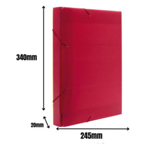 Pasta Plastica Poliondas Com Elastico Oficio 245X340mm Lombada 20mm Vermelha KAZ