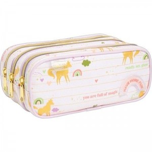 ESTOJO TRIPLO GRANDE ACADEMIE CEREJA TILIBRA