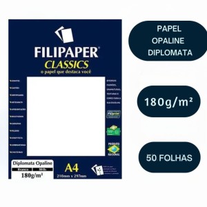 Papel 180gr Diplomata/Opaline Branco A4 C/50 Folhas FILIPAPER