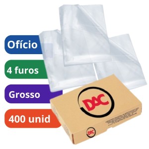 Saco Plástico PP Oficio 4 Furos 24x33 Caixa Com 400 Grosso 0.15 ACP