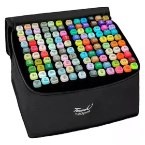 Caneta Touch Permanente 120 Cores Ponta Dupla com Bolsa 