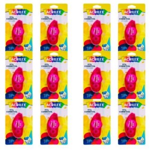 Corretivo Fita 5mmx6m Rosa ACRILEX - Caixa C/12 Unidades
