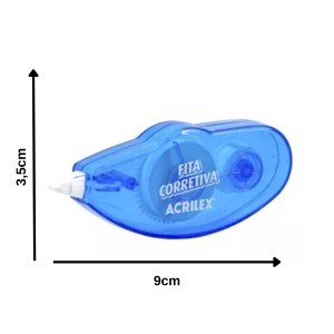 Corretivo Fita 5mmx6m Azul ACRILEX - Caixa C/12 Unidades