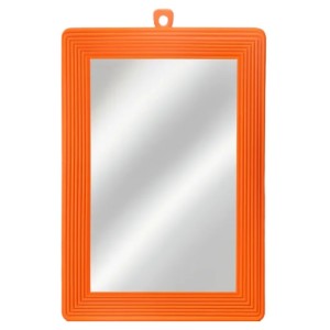 Espelho Retangular Moldura Plástica Laranja 13 x 18 cm