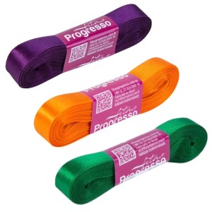 Fita de Cetim 15mmx10mt Roxo/Laranja/Verde