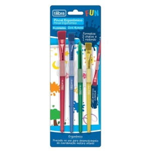 Kit Pincel Ergonomico Tilibra Fun Com 4 Pincéis Tilibra