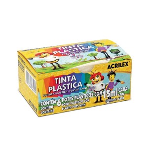 TINTA PLASTICA 15ML C/6 CORES PLASTIC PAINT ACRILEX